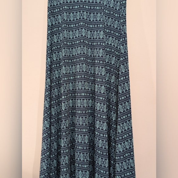 EXCELLENT USED COND LULAROE NAVY BLUE & TEAL SLINKY MAXI SKIRT/STRAPLESS DRESS - Picture 3 of 6